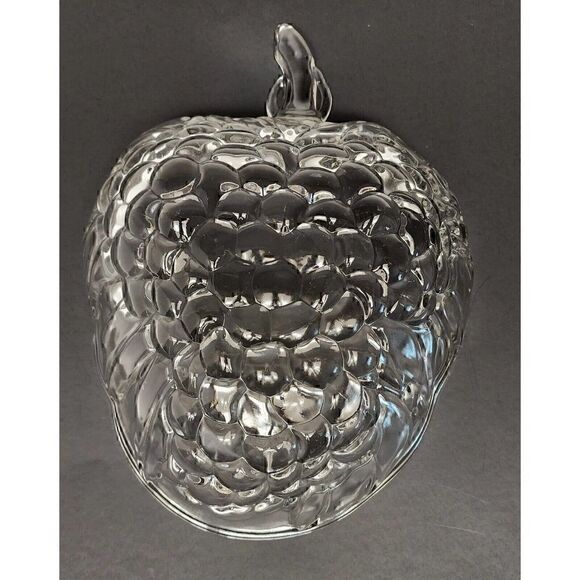Vintage INDIANA GLASS 10" x 13" Clear Grape & Fruit Shape Bowl Bubble Design USA - Picture 5 of 5